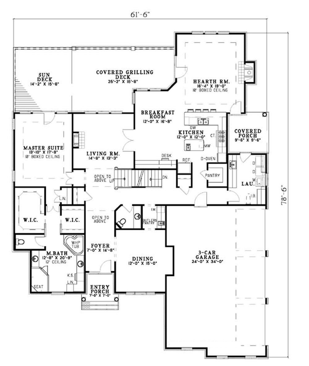 Floor Plan First Story of European Plan #153-1543